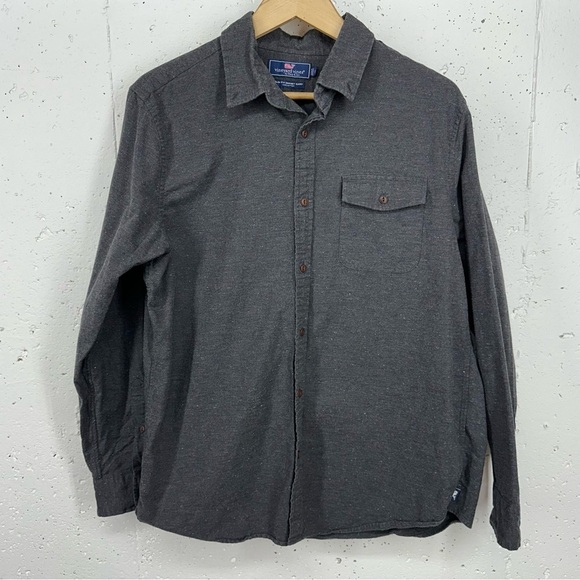 Vineyard Vines Men’s Large Speckled Charcoal Gray Long Sleeve Button Down Shirt - Picture 1 of 9
